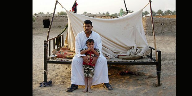 Iraqi man with son